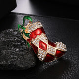 Maxbell Crystal Sika Deer Christmas Boot Bell Angel Apple Pin Brooch Christmas Boot
