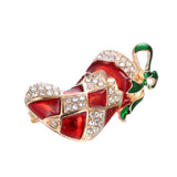Maxbell Crystal Sika Deer Christmas Boot Bell Angel Apple Pin Brooch Christmas Boot