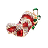 Maxbell Crystal Sika Deer Christmas Boot Bell Angel Apple Pin Brooch Christmas Boot
