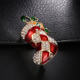 Maxbell Crystal Sika Deer Christmas Boot Bell Angel Apple Pin Brooch Christmas Boot