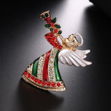 Maxbell Crystal Sika Deer Christmas Boot Bell Angel Apple Pin Brooch Christmas Angel
