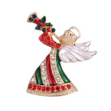 Maxbell Crystal Sika Deer Christmas Boot Bell Angel Apple Pin Brooch Christmas Angel