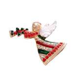 Maxbell Crystal Sika Deer Christmas Boot Bell Angel Apple Pin Brooch Christmas Angel