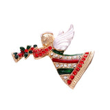Maxbell Crystal Sika Deer Christmas Boot Bell Angel Apple Pin Brooch Christmas Angel