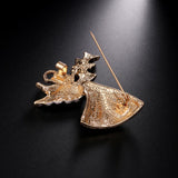 Maxbell Crystal Sika Deer Christmas Boot Bell Angel Apple Pin Brooch Christmas Angel