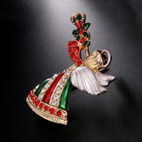 Maxbell Crystal Sika Deer Christmas Boot Bell Angel Apple Pin Brooch Christmas Angel