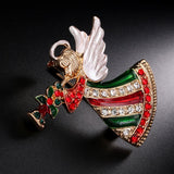 Maxbell Crystal Sika Deer Christmas Boot Bell Angel Apple Pin Brooch Christmas Angel