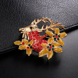 Maxbell Crystal Sika Deer Christmas Boot Bell Angel Apple Pin Brooch Sika deer