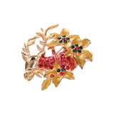 Maxbell Crystal Sika Deer Christmas Boot Bell Angel Apple Pin Brooch Sika deer