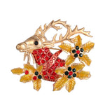 Maxbell Crystal Sika Deer Christmas Boot Bell Angel Apple Pin Brooch Sika deer
