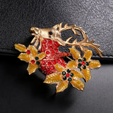 Maxbell Crystal Sika Deer Christmas Boot Bell Angel Apple Pin Brooch Sika deer