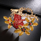 Maxbell Crystal Sika Deer Christmas Boot Bell Angel Apple Pin Brooch Sika deer