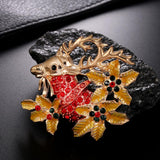 Maxbell Crystal Sika Deer Christmas Boot Bell Angel Apple Pin Brooch Sika deer