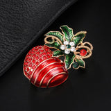 Maxbell Crystal Sika Deer Christmas Boot Bell Angel Apple Pin Brooch Christmas Apple