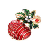 Maxbell Crystal Sika Deer Christmas Boot Bell Angel Apple Pin Brooch Christmas Apple