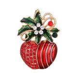 Maxbell Crystal Sika Deer Christmas Boot Bell Angel Apple Pin Brooch Christmas Apple