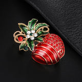 Maxbell Crystal Sika Deer Christmas Boot Bell Angel Apple Pin Brooch Christmas Apple