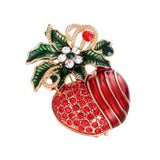 Maxbell Crystal Sika Deer Christmas Boot Bell Angel Apple Pin Brooch Christmas Apple
