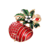 Maxbell Crystal Sika Deer Christmas Boot Bell Angel Apple Pin Brooch Christmas Apple