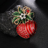 Maxbell Crystal Sika Deer Christmas Boot Bell Angel Apple Pin Brooch Christmas Apple