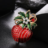 Maxbell Crystal Sika Deer Christmas Boot Bell Angel Apple Pin Brooch Christmas Apple