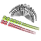 Maxbell 72Pcs Acrylic Plugs Stainless Steel Tapers 14G-00G Ear Stretching Piercing 3