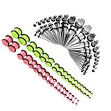 Maxbell 72Pcs Acrylic Plugs Stainless Steel Tapers 14G-00G Ear Stretching Piercing 3