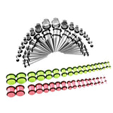 Maxbell 72Pcs Acrylic Plugs Stainless Steel Tapers 14G-00G Ear Stretching Piercing 3