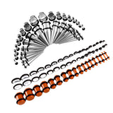 Maxbell 72Pcs Acrylic Plugs Stainless Steel Tapers 14G-00G Ear Stretching Piercing 4