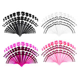 Maxbell 48pcs Acrylic Ear Stretchers Expander Ear Tapers Heart Tunnels Plugs Black