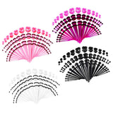 Maxbell 48pcs Acrylic Ear Stretchers Expander Ear Tapers Heart Tunnels Plugs Black