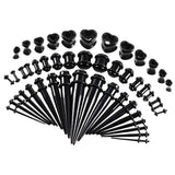 Maxbell 48pcs Acrylic Ear Stretchers Expander Ear Tapers Heart Tunnels Plugs Black