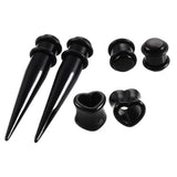 Maxbell 48pcs Acrylic Ear Stretchers Expander Ear Tapers Heart Tunnels Plugs Black