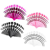 Maxbell 48pcs Acrylic Ear Stretchers Expander Ear Tapers Heart Tunnels Plugs Black