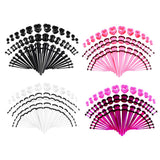 Maxbell 48pcs Acrylic Ear Stretchers Expander Ear Tapers Heart Tunnels Plugs Black