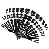 Maxbell 48pcs Acrylic Ear Stretchers Expander Ear Tapers Heart Tunnels Plugs Black