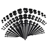 Maxbell 48pcs Acrylic Ear Stretchers Expander Ear Tapers Heart Tunnels Plugs Black