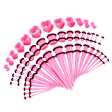 Maxbell 48pcs Acrylic Ear Stretchers Expander Ear Tapers Heart Tunnels Plugs Pink