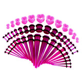 Maxbell 48pcs Acrylic Ear Stretchers Expander Ear Tapers Heart Tunnels Plugs Purple