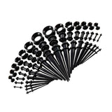 Maxbell 50pcs 14G-00G O-ring Acrylic Tapers Plugs and Silicone Tunnels Black