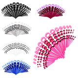 Maxbell 50pcs 14G-00G O-ring Acrylic Tapers Plugs and Silicone Tunnels Black