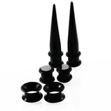 Maxbell 50pcs 14G-00G O-ring Acrylic Tapers Plugs and Silicone Tunnels Black