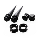 Maxbell 50pcs 14G-00G O-ring Acrylic Tapers Plugs and Silicone Tunnels Black