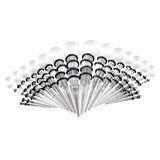 Maxbell 50pcs 14G-00G O-ring Acrylic Tapers Plugs and Silicone Tunnels Transparent