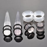 Maxbell 50pcs 14G-00G O-ring Acrylic Tapers Plugs and Silicone Tunnels Transparent
