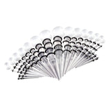 Maxbell 50pcs 14G-00G O-ring Acrylic Tapers Plugs and Silicone Tunnels Transparent