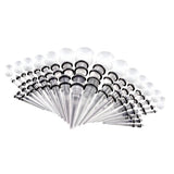 Maxbell 50pcs 14G-00G O-ring Acrylic Tapers Plugs and Silicone Tunnels Transparent