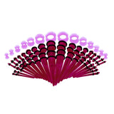 Maxbell 50pcs 14G-00G O-ring Acrylic Tapers Plugs and Silicone Tunnels Purple