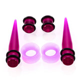 Maxbell 50pcs 14G-00G O-ring Acrylic Tapers Plugs and Silicone Tunnels Purple