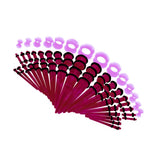 Maxbell 50pcs 14G-00G O-ring Acrylic Tapers Plugs and Silicone Tunnels Purple